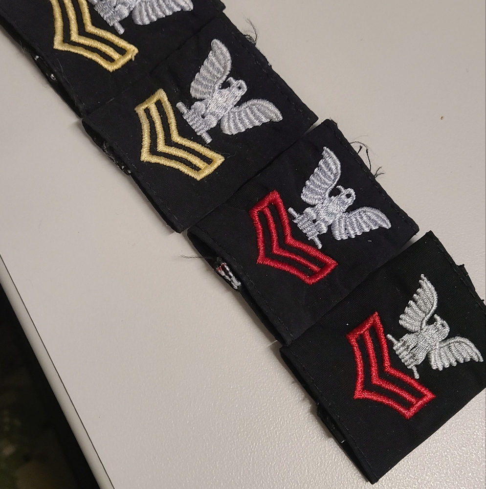 Black Patches with Eagle and Chevron Embroidery